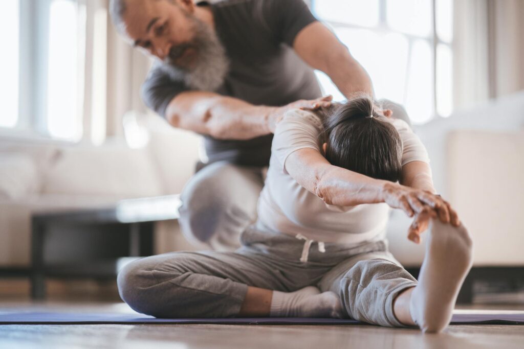 Chiropractor performing spinal adjustment on patient in Vaughan wellness clinic