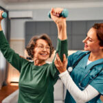 Physiotherapist guiding patient through stress-relieving exercises in Vaughan