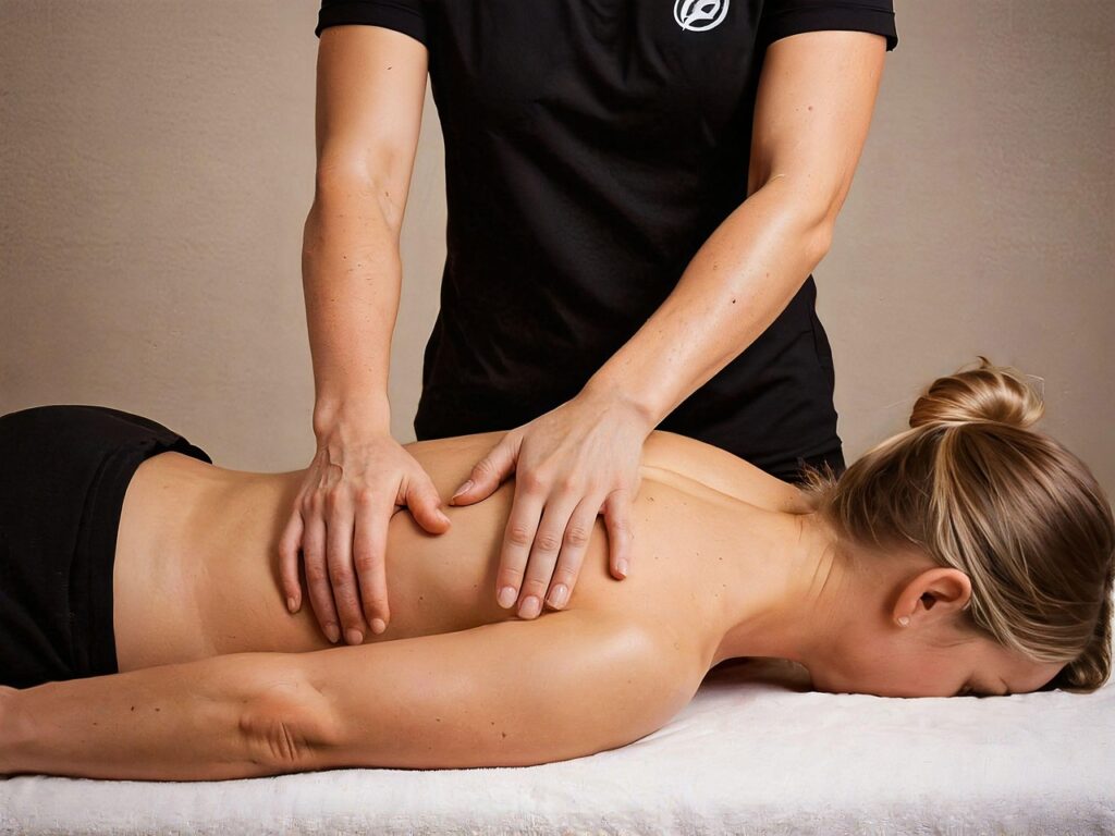 A massage therapist in Vaughan working on a client’s legs to improve blood circulation