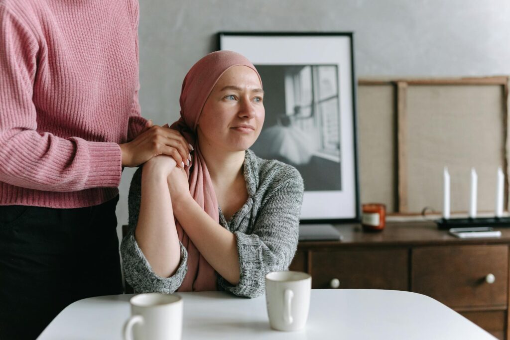 A naturopathic doctor in Vaughan consulting with a cancer patient about herbal remedies