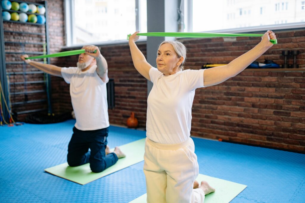 Senior receiving physiotherapy treatment to improve balance and mobility in Newmarket clinic
