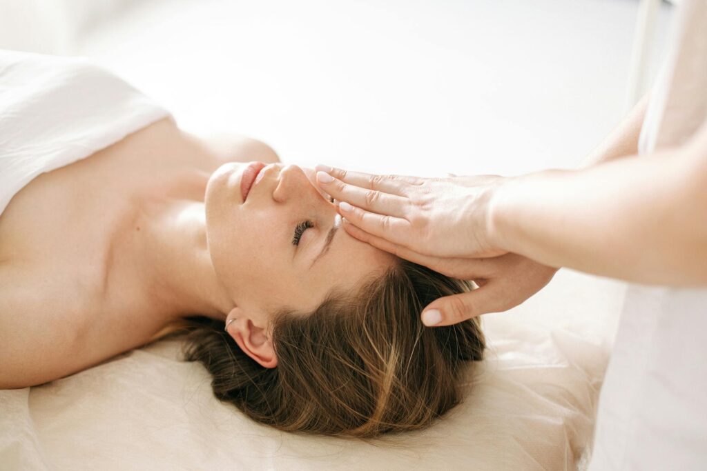 Woman receiving relaxing massage therapy in Vaughan clinic