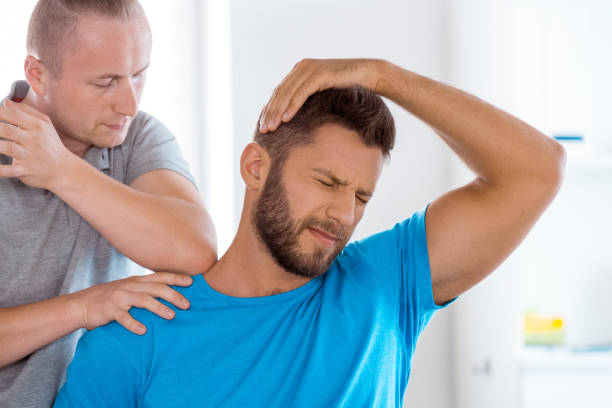Physiotherapist in Vaughan treating a patient for neck pain using manual therapy and exercises