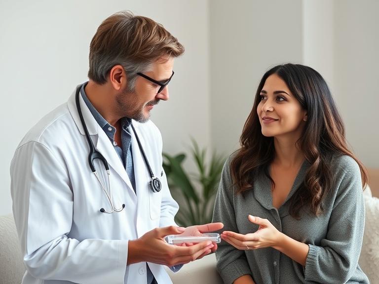 Naturopathic doctor in Vaughan explaining mood-balancing natural tools to a patient