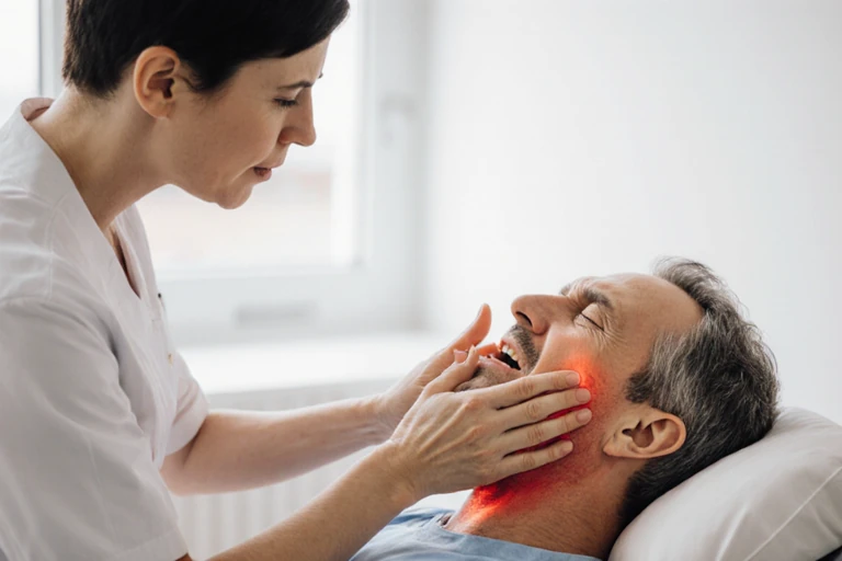 Physiotherapist in Vaughan treating a patient with TMJ dysfunction to ease jaw pain