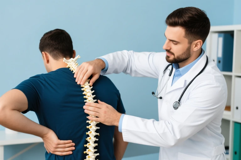 Chiropractor in Vaughan adjusting patient’s spine for back pain relief