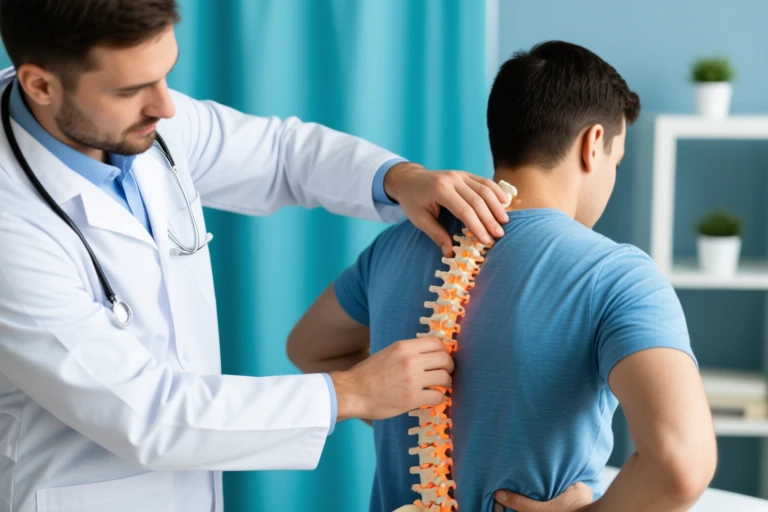 Chiropractor in Vaughan adjusting patient’s spine for arthritis relief