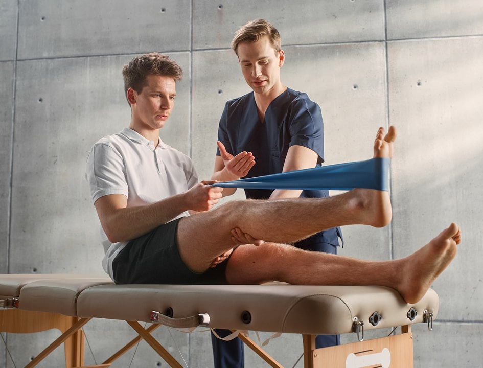 Sports injury rehabilitation physiotherapy session